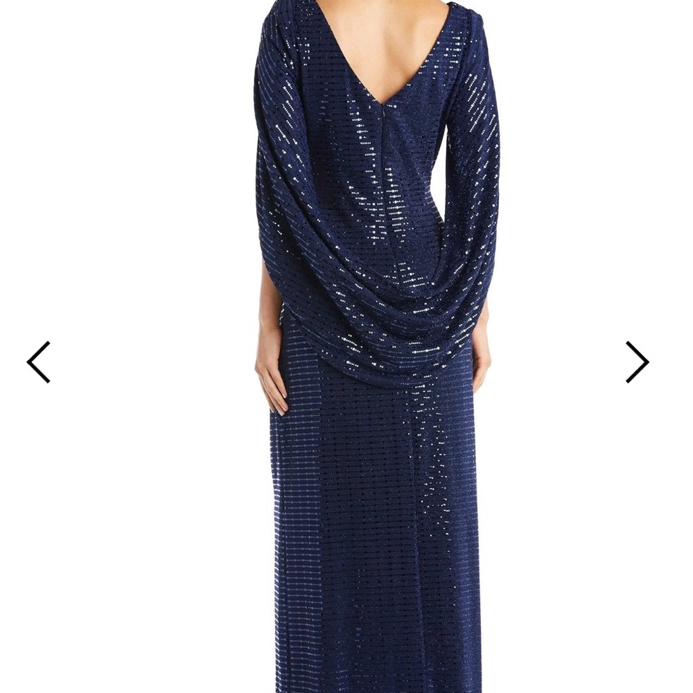 R&M Richards Navy Sequin Maxi Dress Sz 10